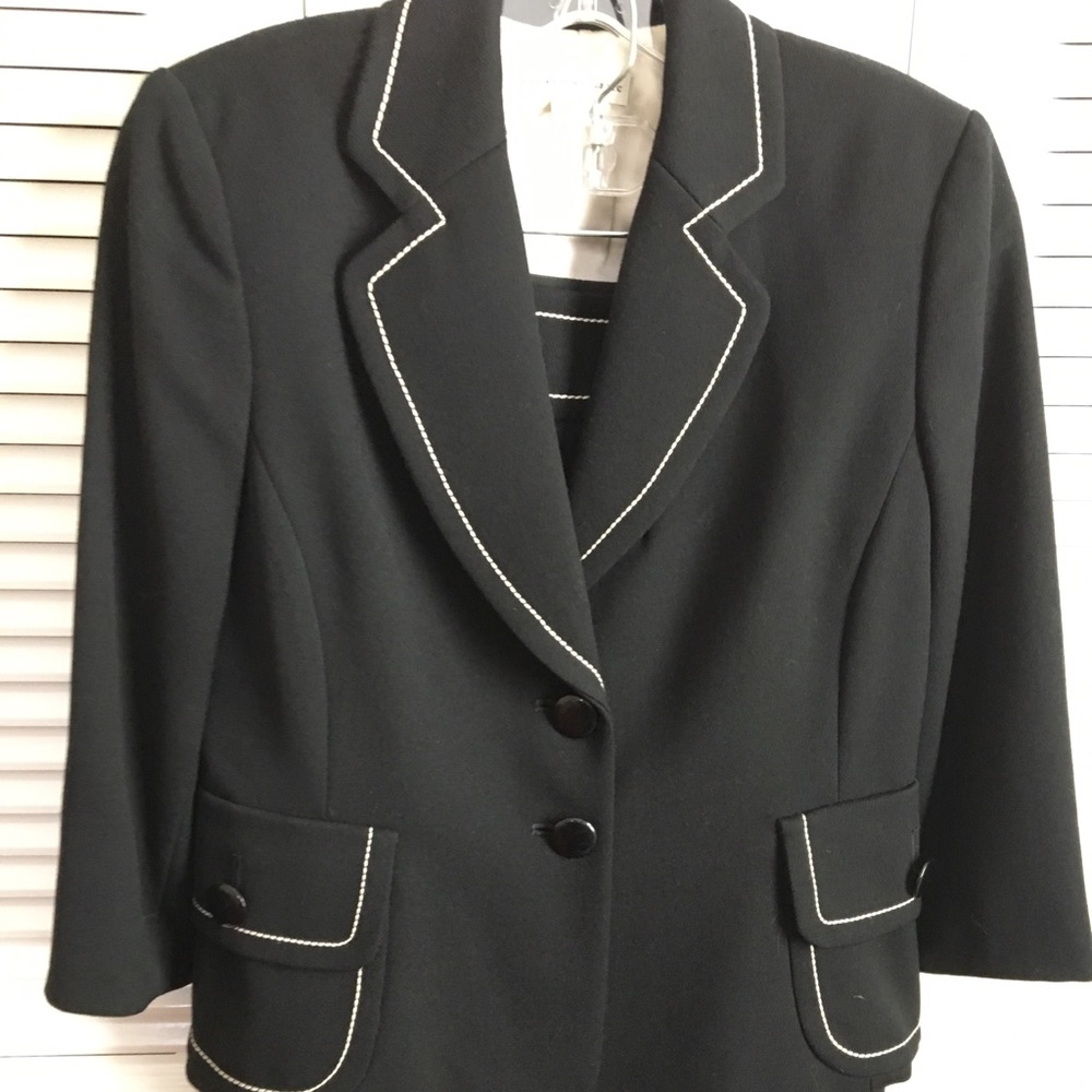 Banana Republic Black Wool Suit with Thread Detail
